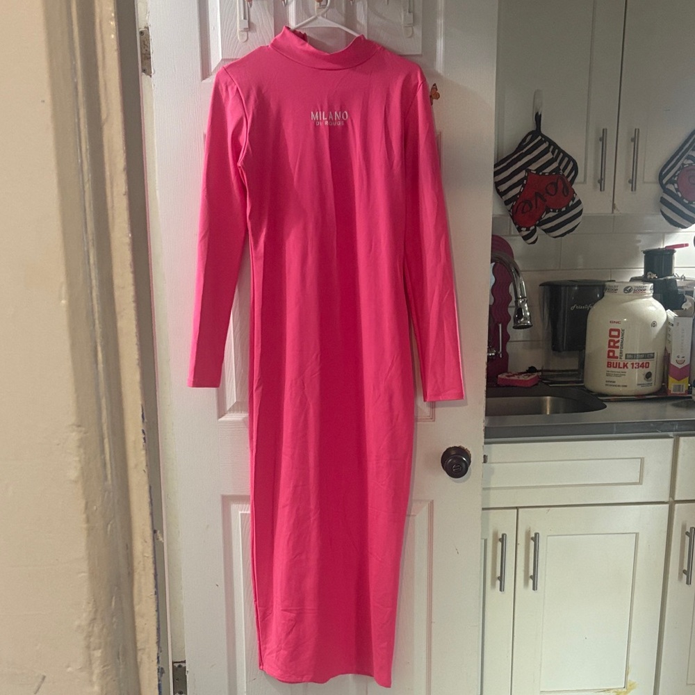 Milano Vibrant Pink Long Sleeve Dress